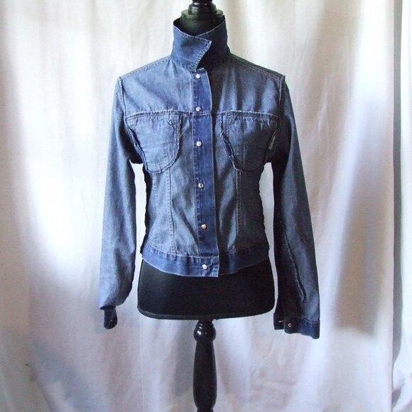 Brody jean jacket denim cowgirl cropped medium spring summer coat vintage 1990s - Picture 7 of 15